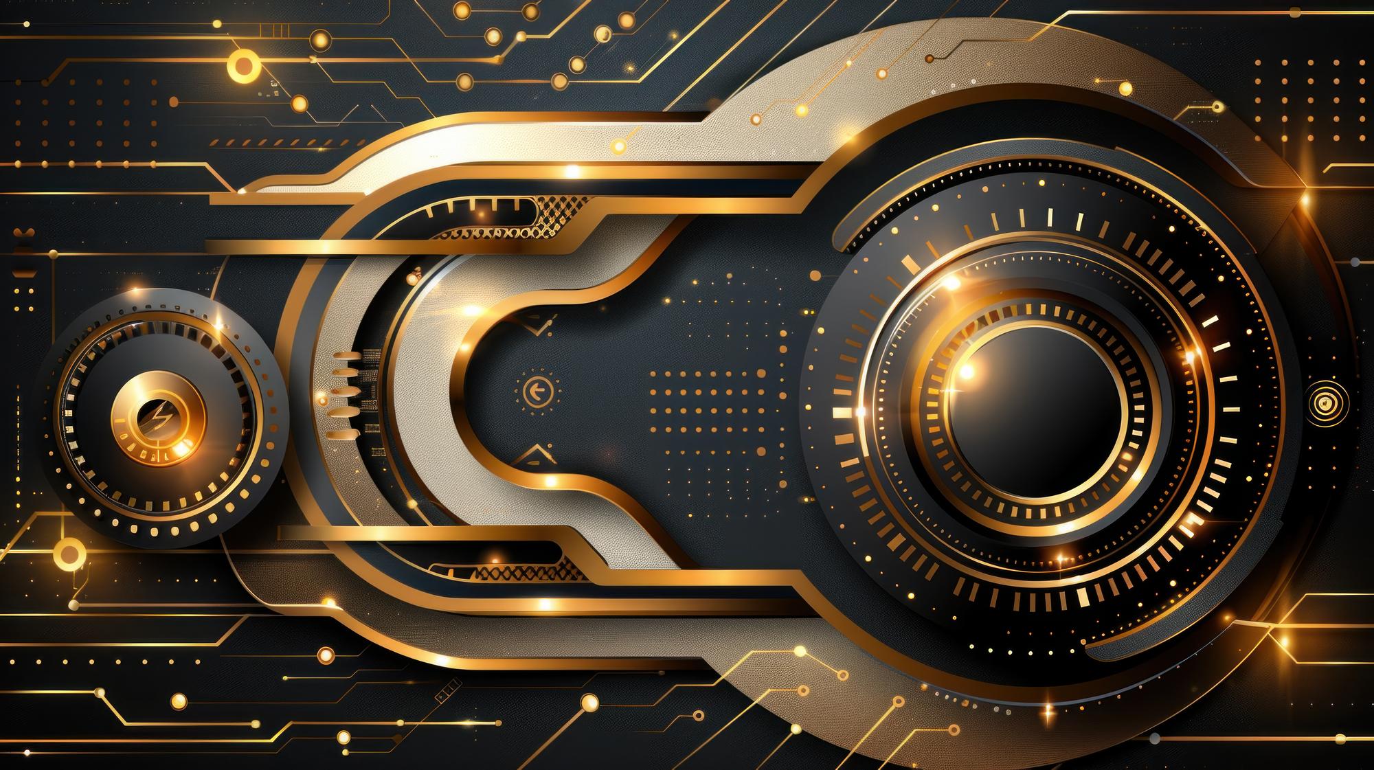 Abstract game HUD with gold accents